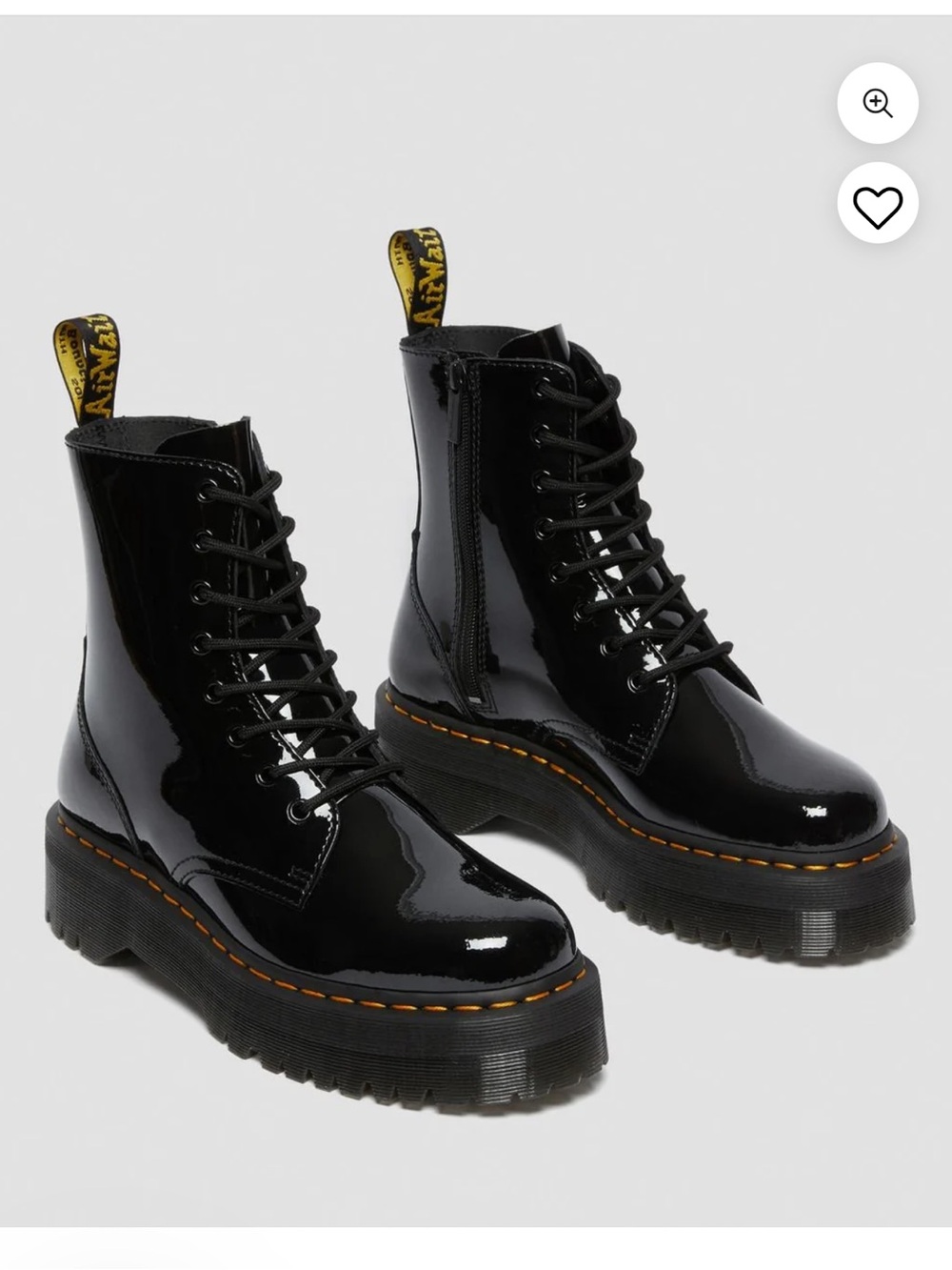 Dr. Martens Jadon Patent Leather Black Platform Lace-Up Boot size 9 women’s NWOB